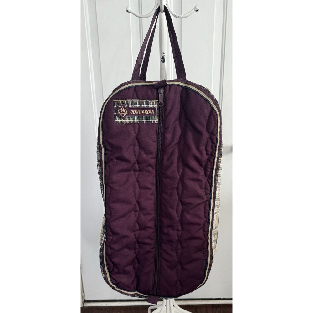 Kensington Roustabout Equestrian Horse Purple Plum Plaid Padded Bridle Bag EUC - Picture 3 of 5